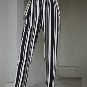 Zara Black and White Striped Dress Pants
